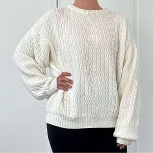 VTG Lucien Rialto Oversized Cream Cable Knit Pullover Sweater XL